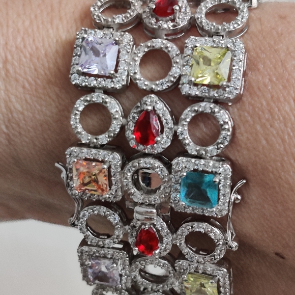 Dazzling Sterling Silver 925 Gemstones Bracelet - Picture 12 of 16